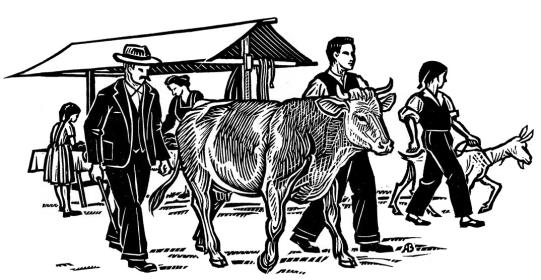 Linolschnitt Messen-Märit